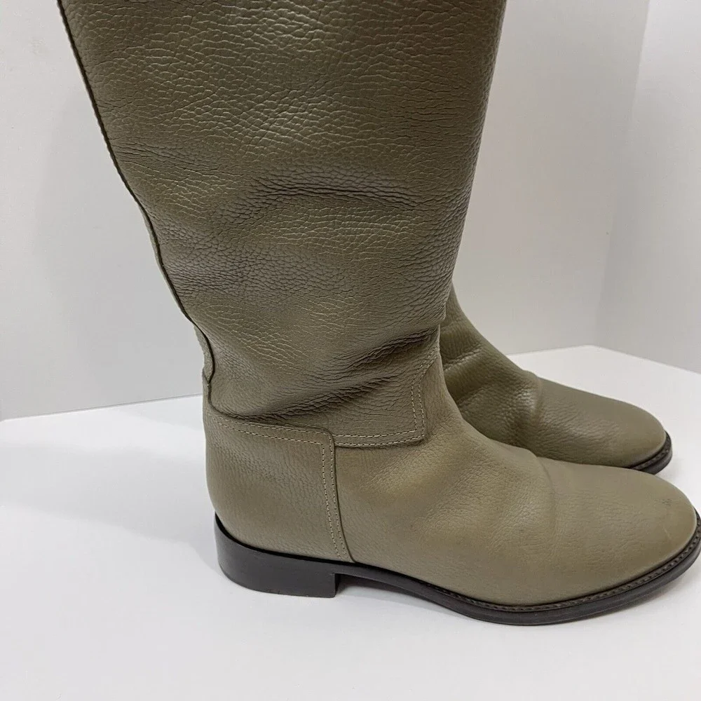 Tory Burch Junction Riding Boot Greenish Gray Low Heal - Picture 6 of 12